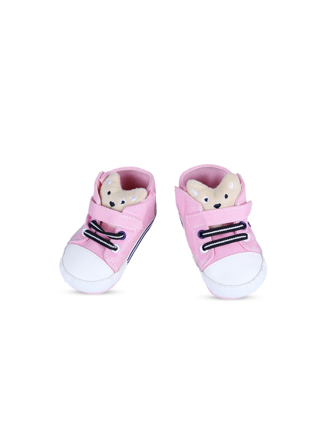 

Baby Moo Kids Pink & White My Buddy Bear Cute Applique Booties