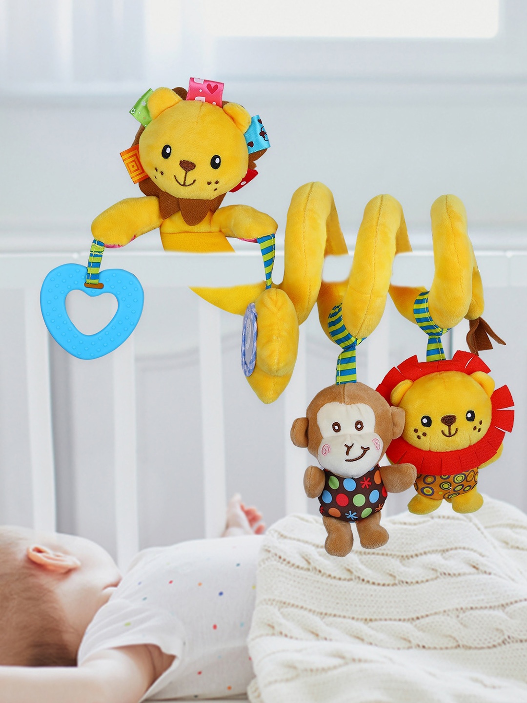 

Baby Moo Infants Lion Crib Spiral Hanging Toy With Teether, Yellow