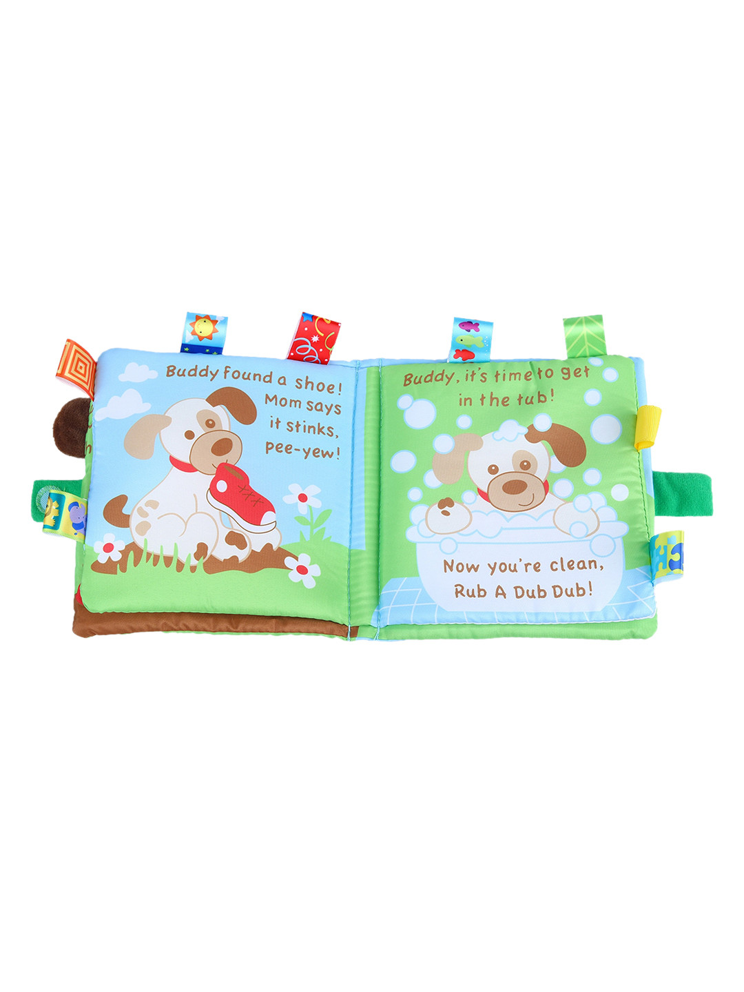 

Baby Moo Infants Buddy Dog Educational Learning 3D Cloth Book With Rustle Paper, Blue