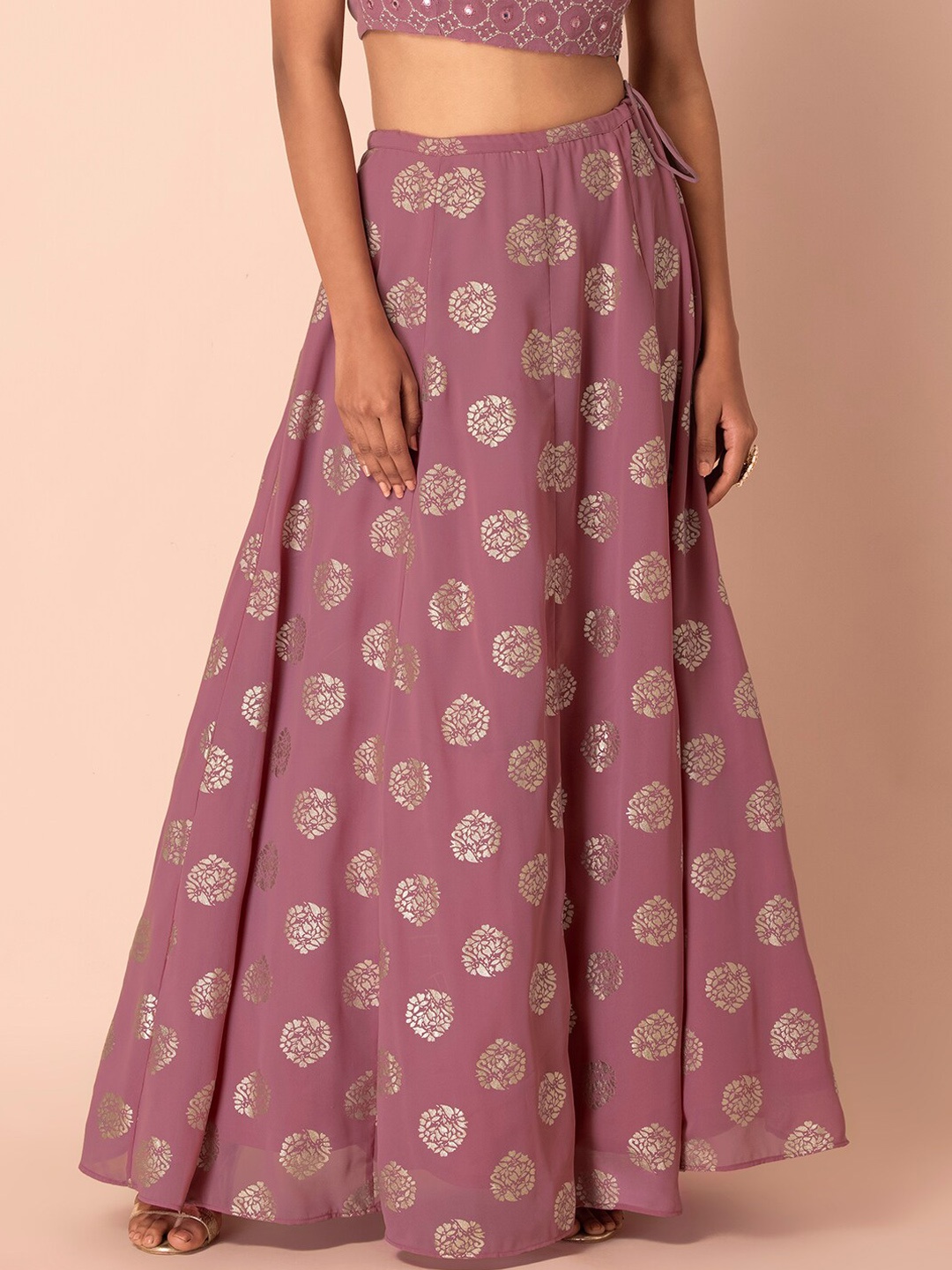 

INDYA Women Pink Printed Maxi A-Line Lehenga Skirts