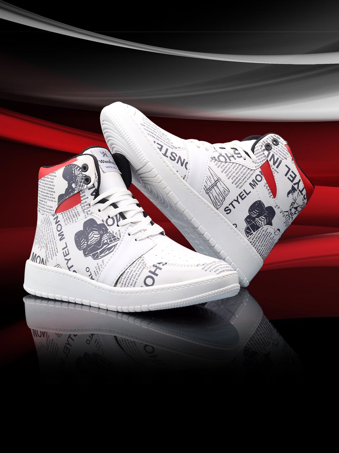 

Woakers Men Printed High-Top Sneakers, White