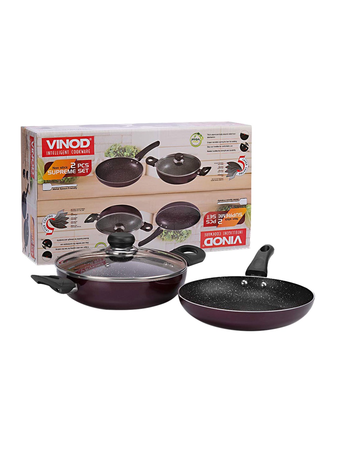 

Vinod Black Set Of 2 Solid Dishwasher Safe Non-Stick Cookware