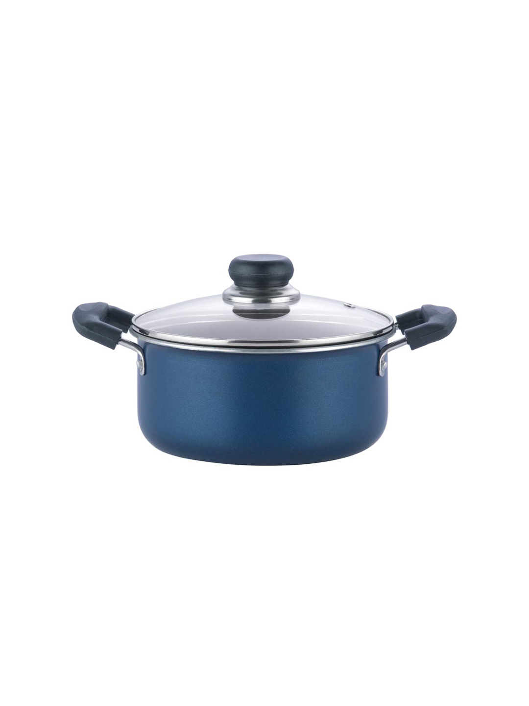 

Vinod Blue Solid Dishwasher Safe Non Stick Casserole With Lid 3.1 Ltr