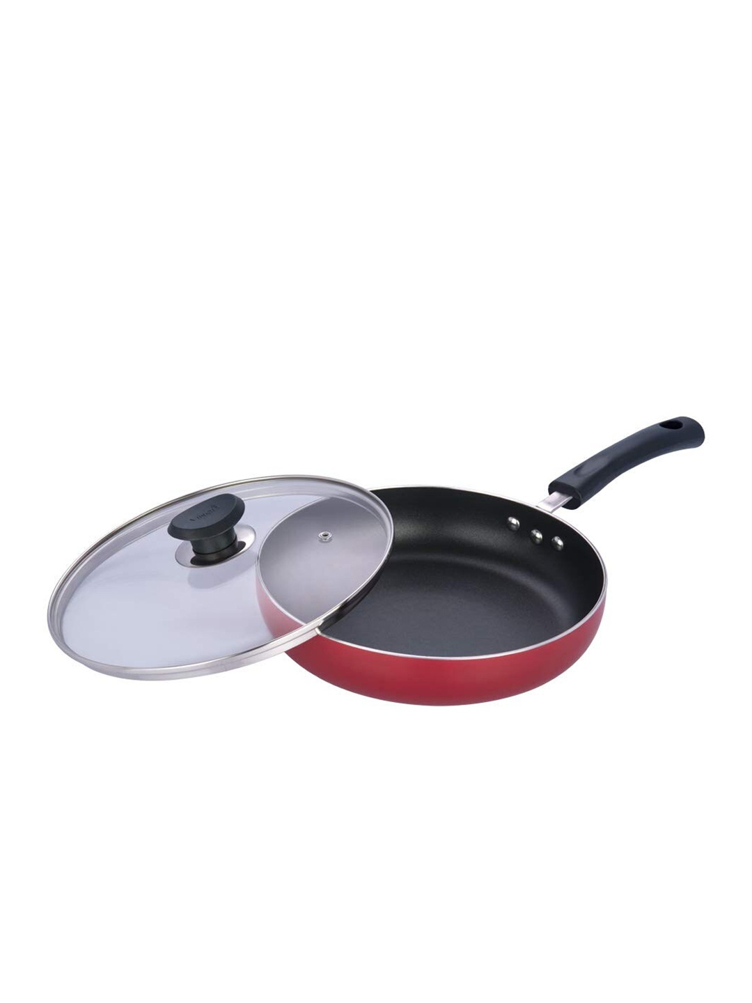 

Vinod Black & Red Dishwasher safe Aluminium Non Stick Deep Fry Pan With Lid