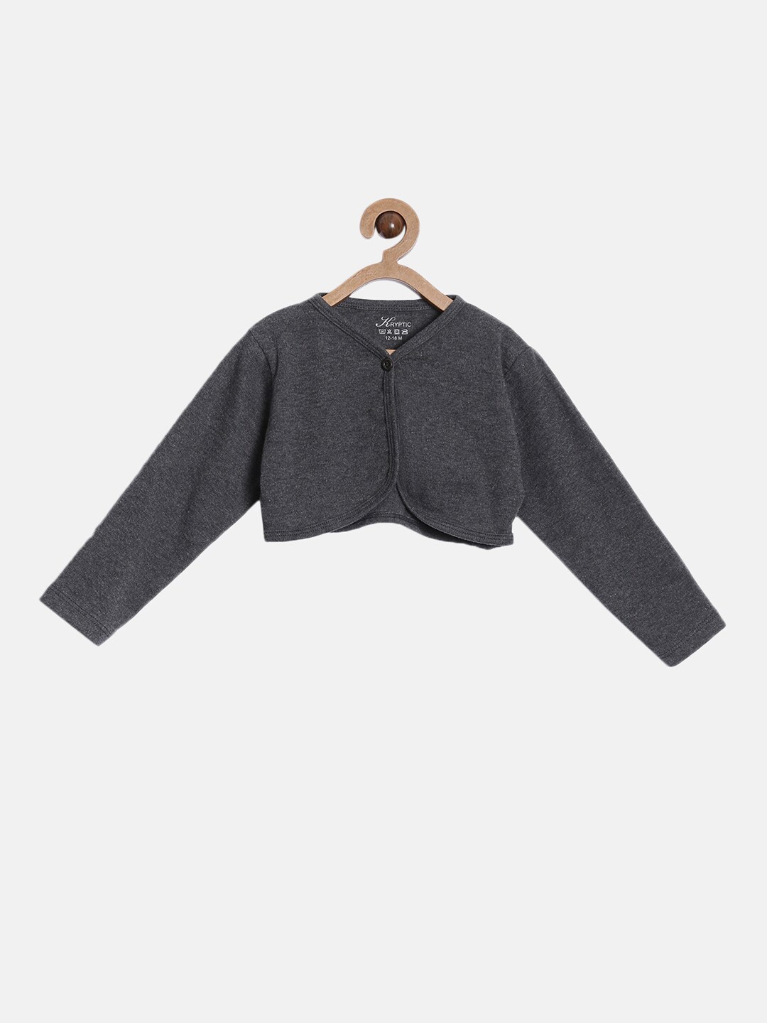

Kryptic Girls Cotton Button Shrug, Charcoal