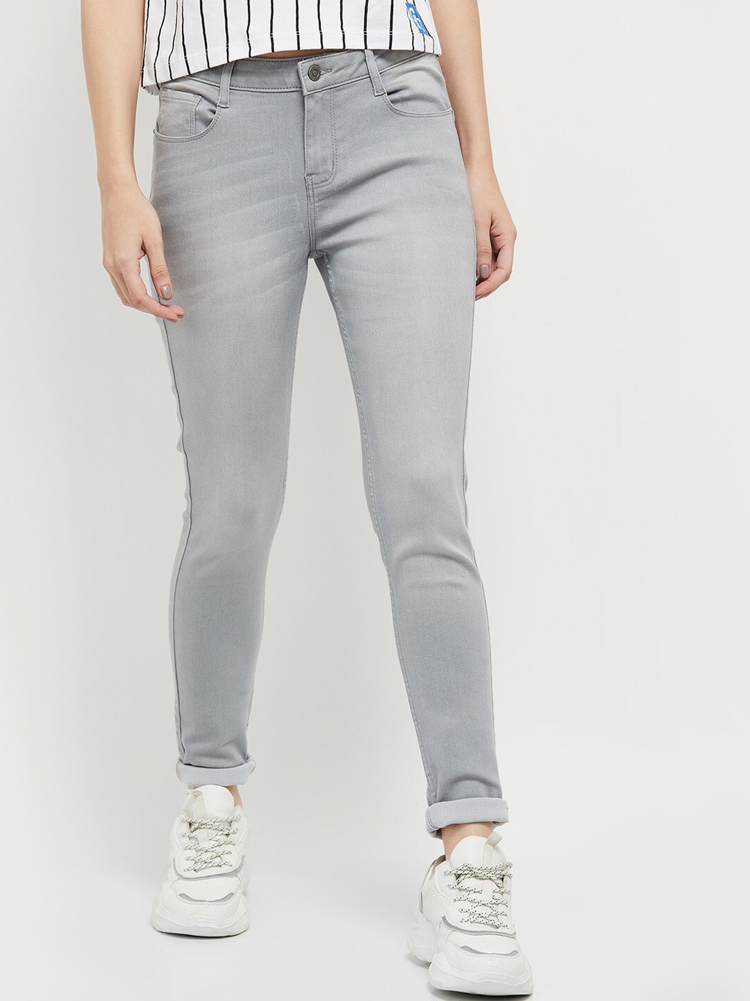 

max Women Grey Heavy Fade Jeans