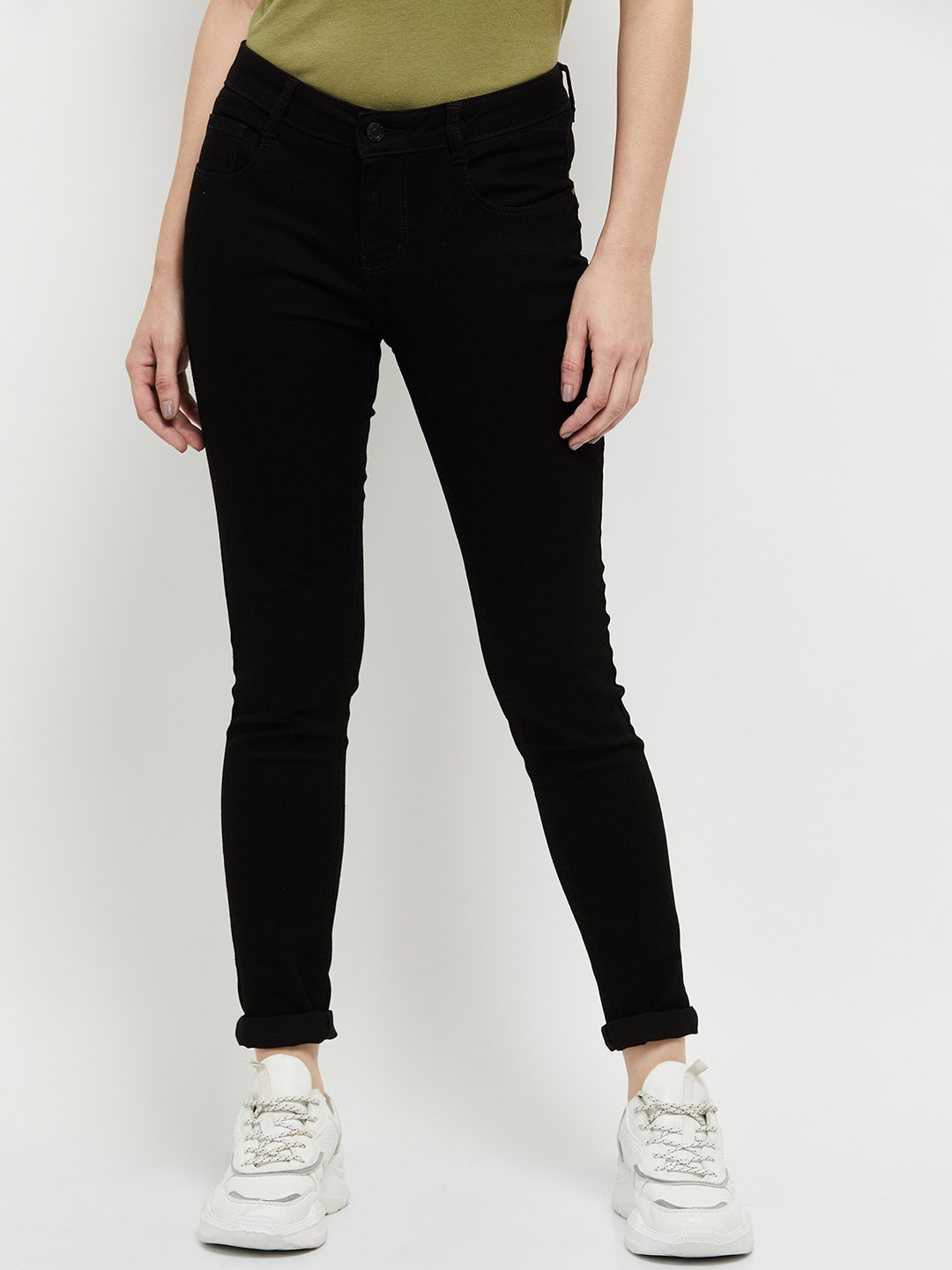 

max Women Black Dark Shade Mid-Rise Cropped Jeans
