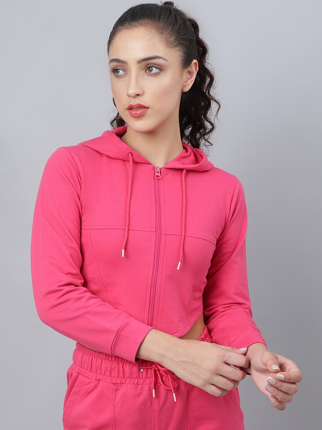 Pritla Women Pink Crop Training or Gym Sporty Jacket