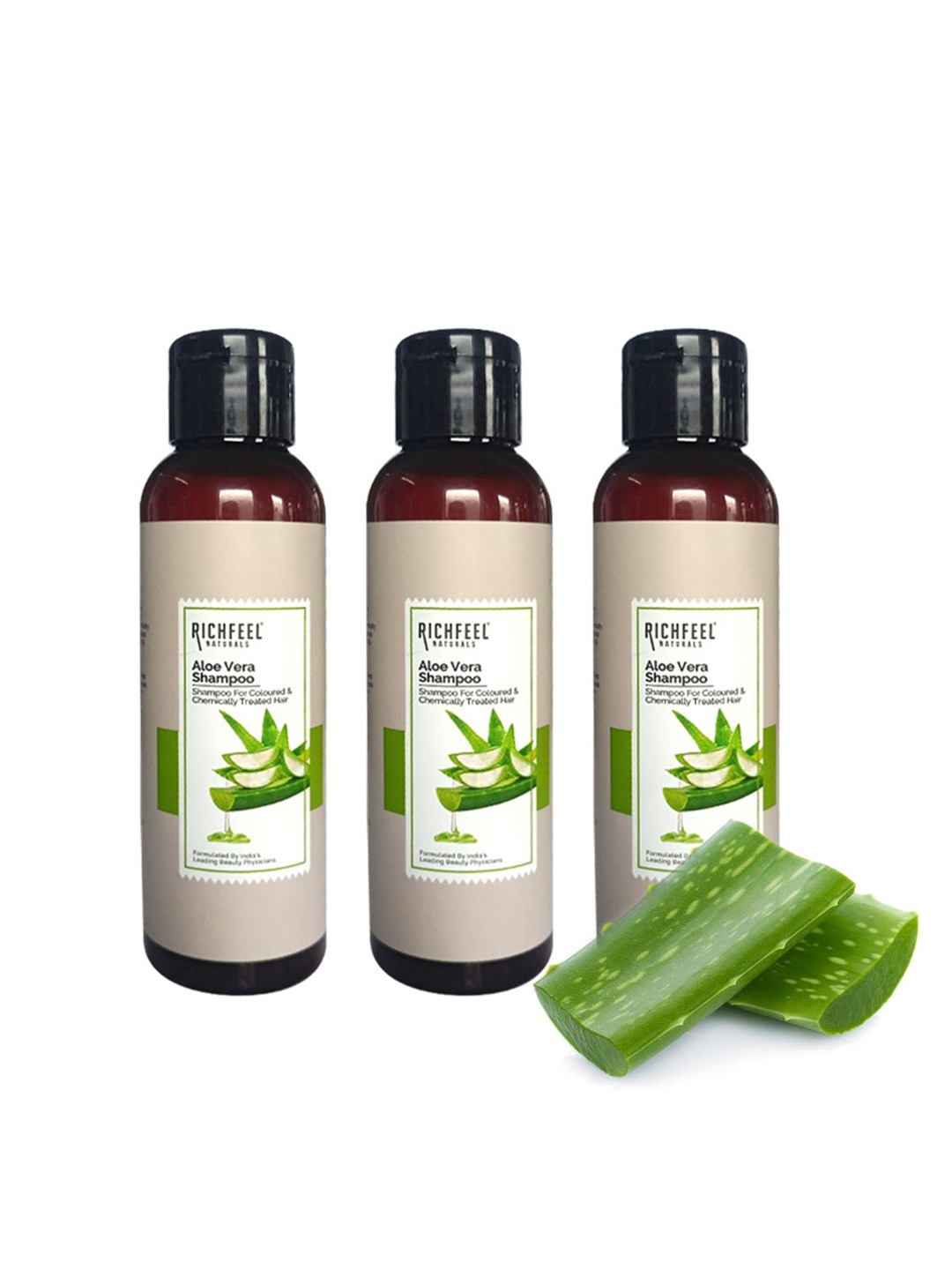 

Richfeel Set Of 3 Aloe Vera Shampoo, White