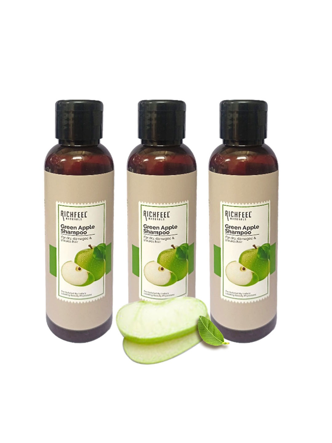 

Richfeel Set Of 3 Green Apple Shampoo 100 ml, White