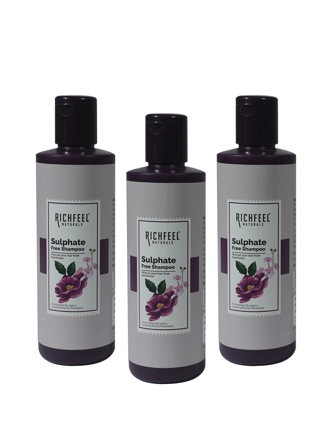 

Richfeel Unisex Pack Of 3 Sulphate Free Shampoo 220 Ml, White