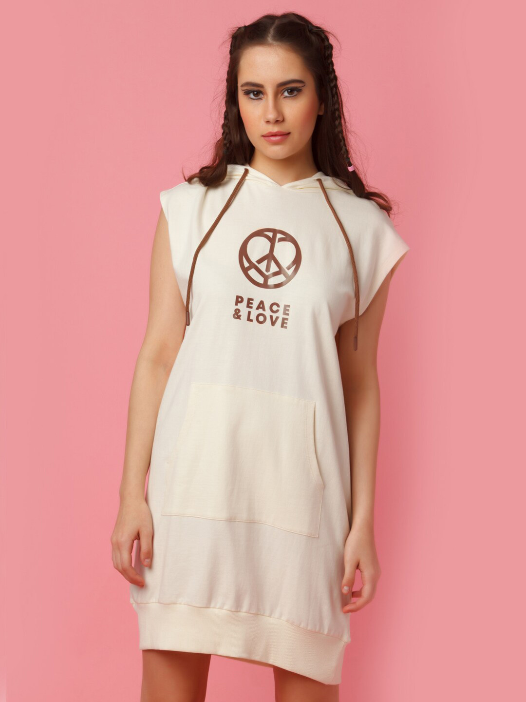 

zink Z Women Off White Solid T-shirt Dress