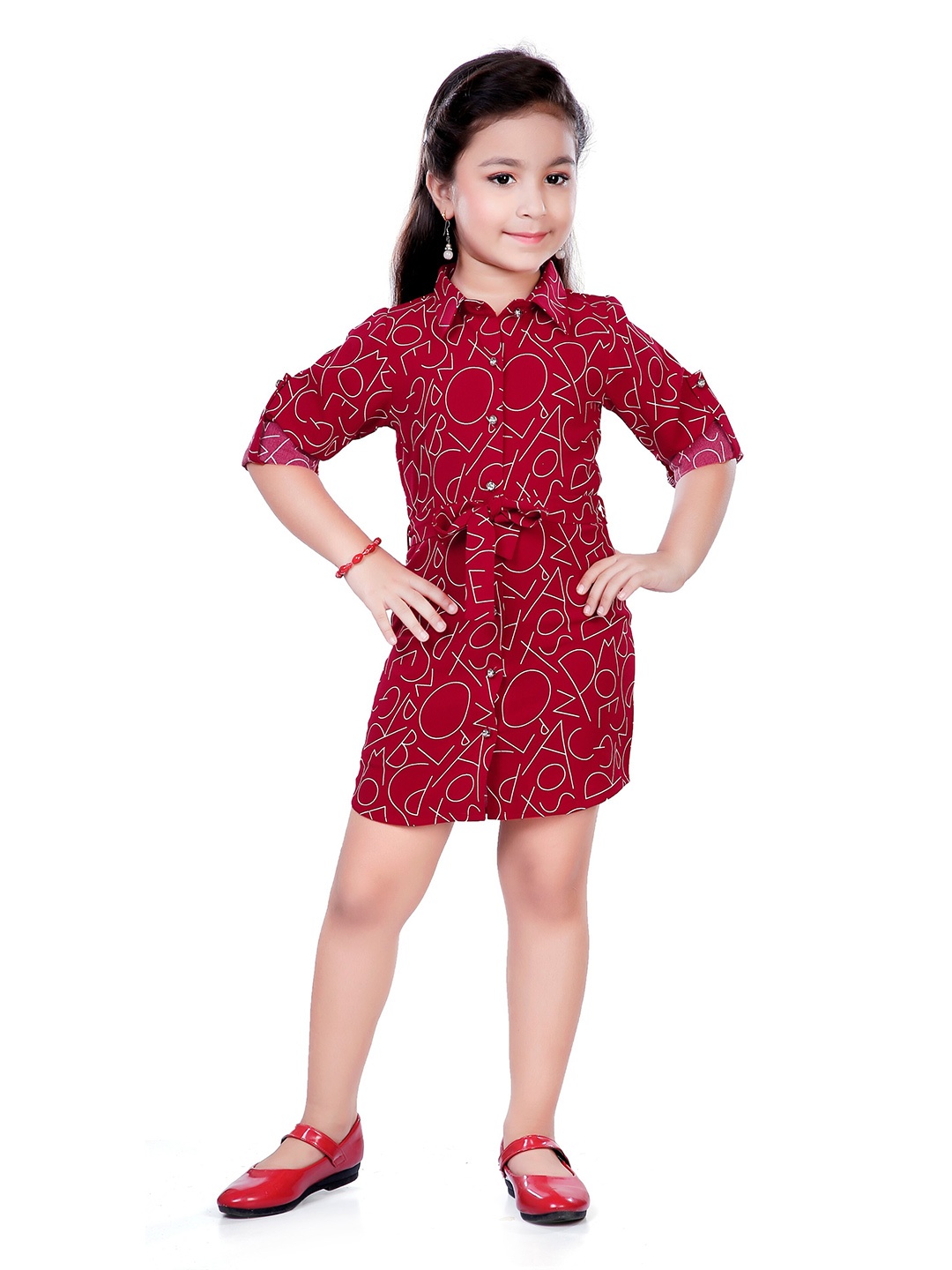 

Hunny Bunny Girls Maroon & White Shirt Dress
