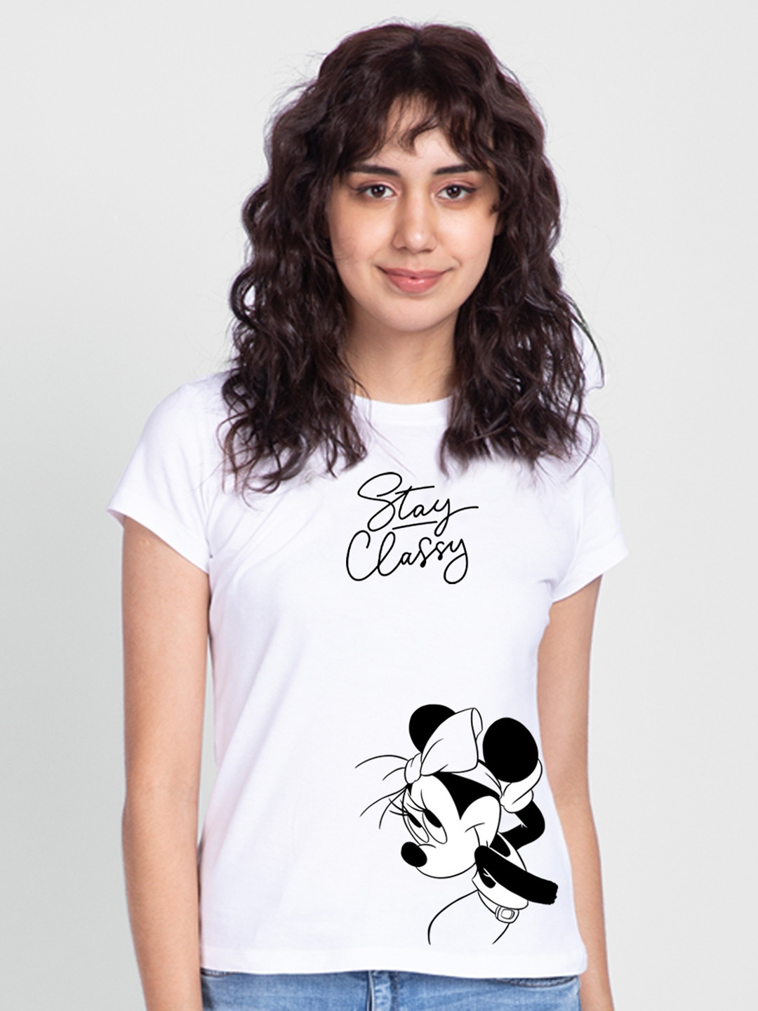 

Bewakoof Women White Printed Cotton T-shirt