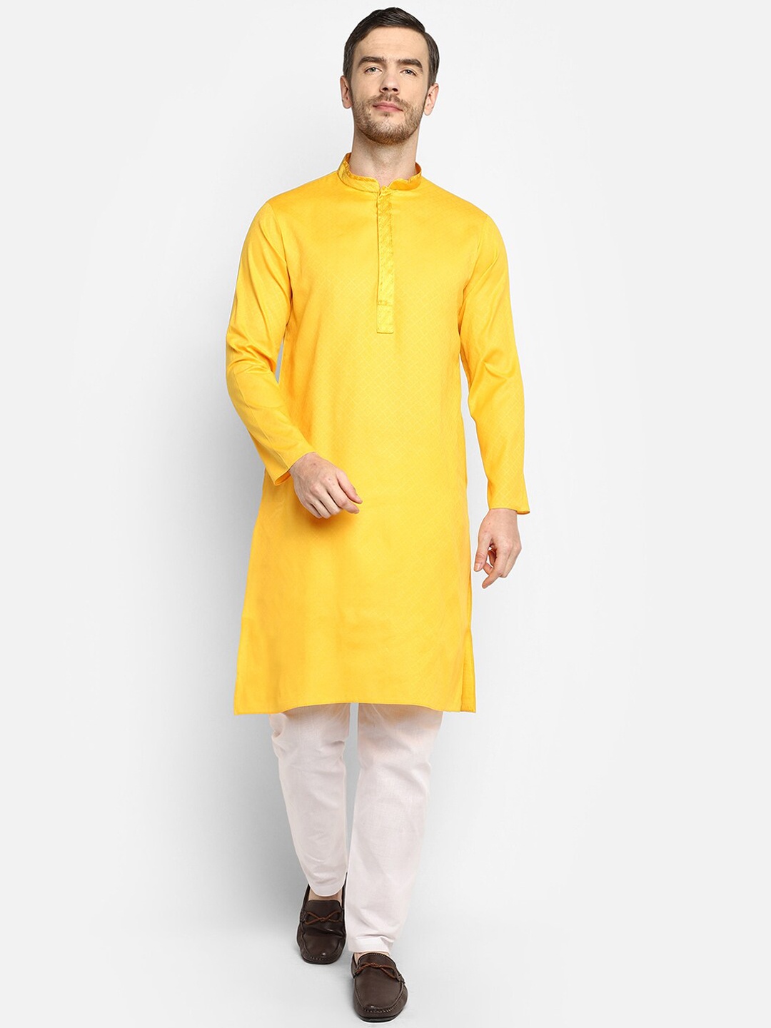 

DEVOILER Men Yellow Kurta with Pyjamas