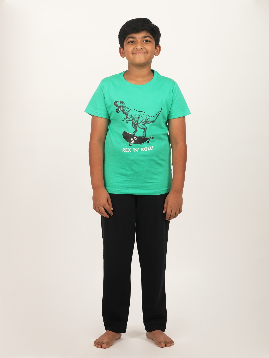 

mackly Boys Printed Pure Cotton Night suit, Green