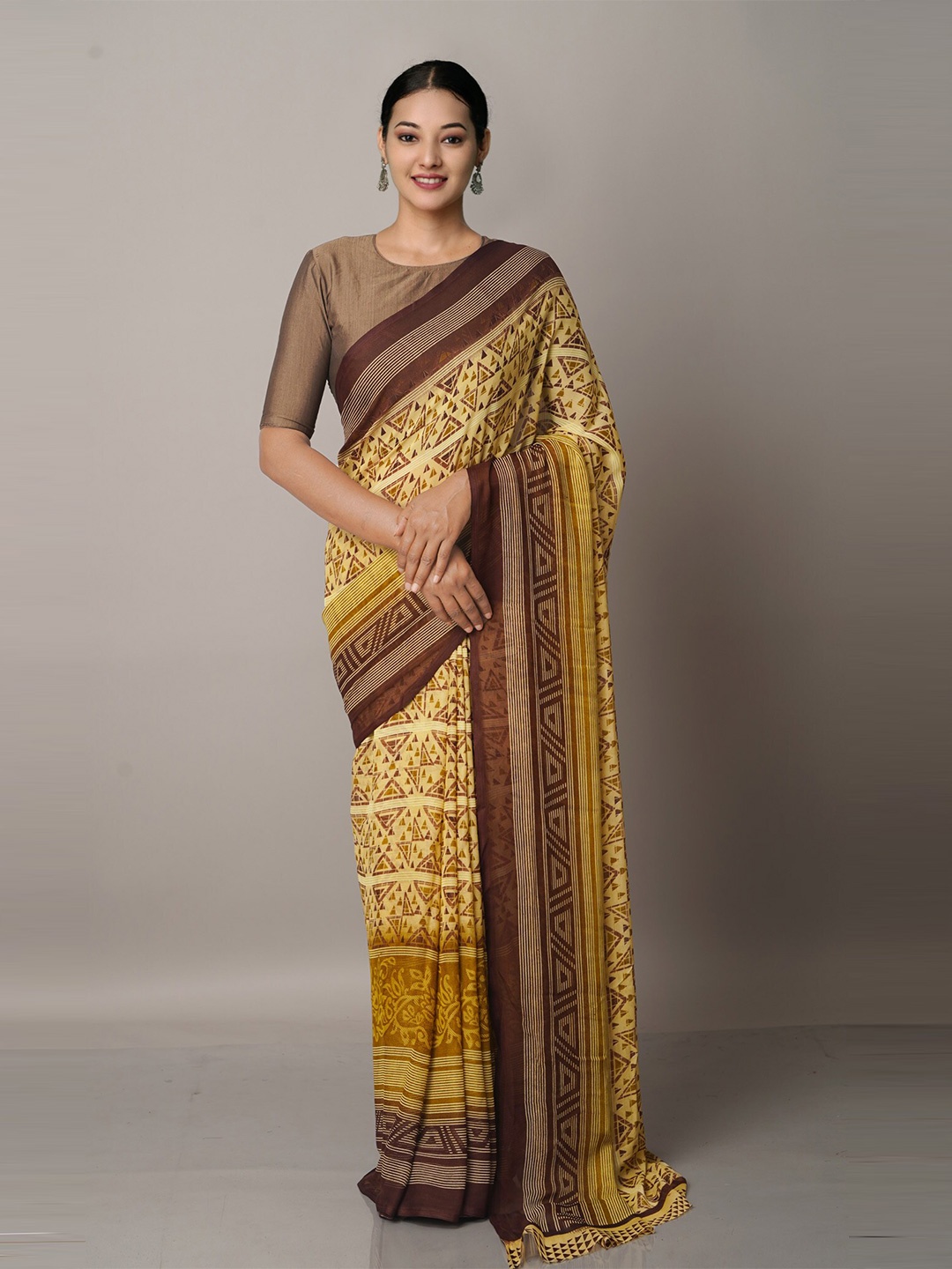 

Unnati Silks Green Block Printed Saree