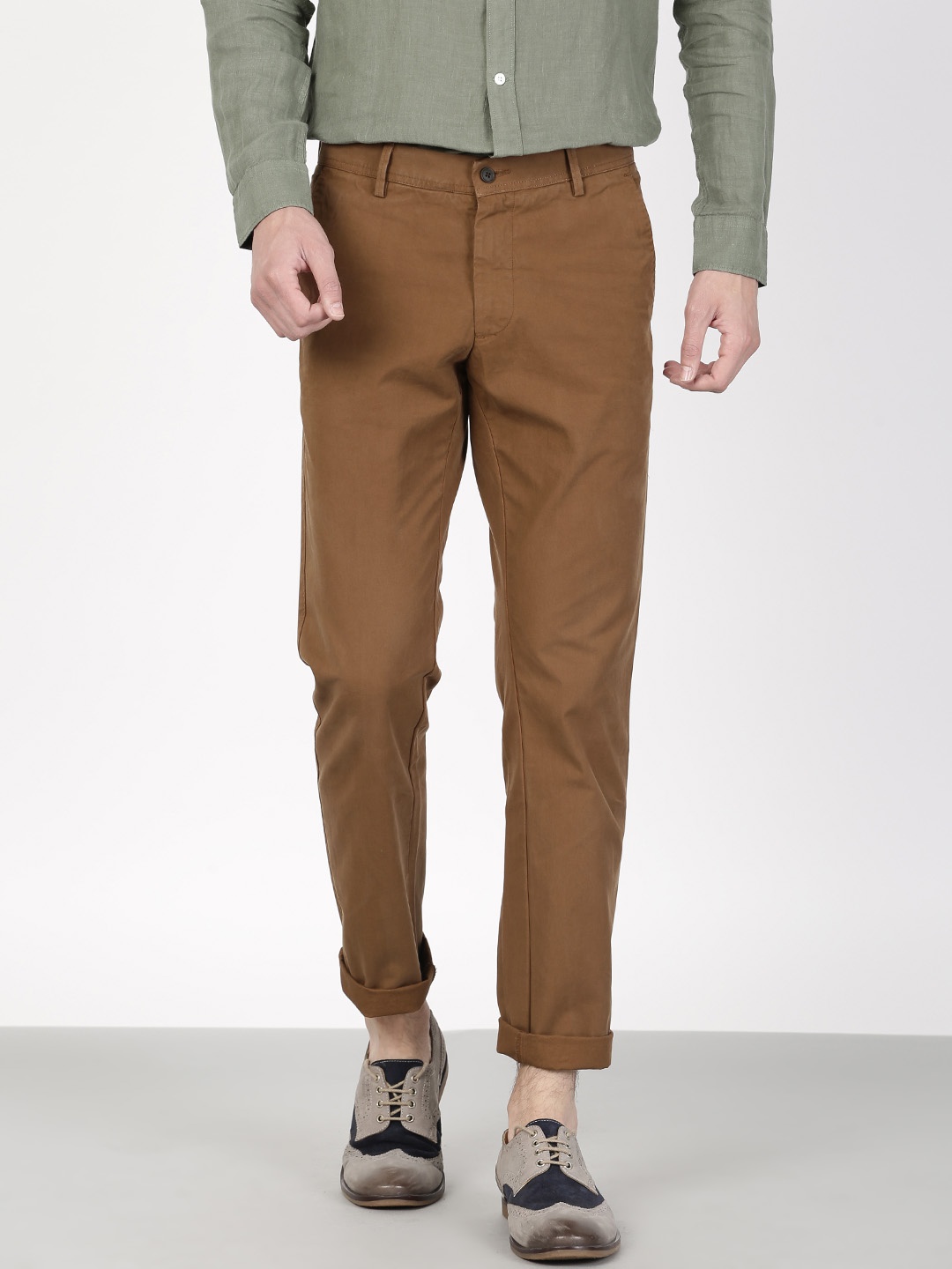 

SIMON CARTER LONDON Men Brown Slim Smart Casual Trousers