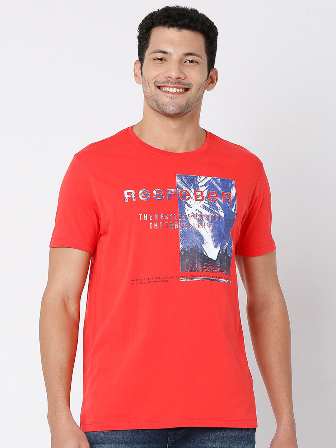 

SPYKAR Men Pink Printed Cotton Slim Fit T-shirt