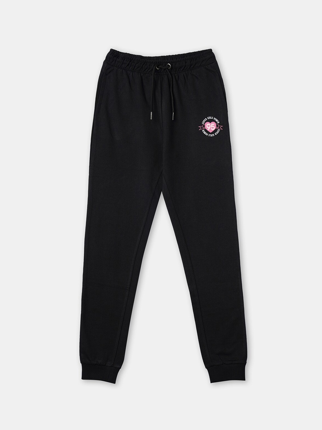 

R&B Girls Black Solid Cotton Joggers