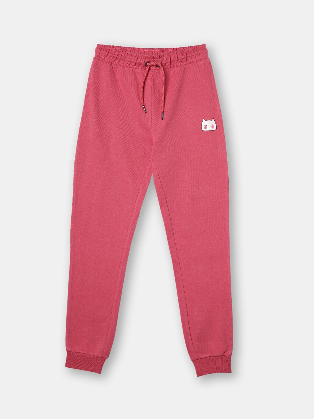 

R&B Girls Red Solid Cotton Joggers
