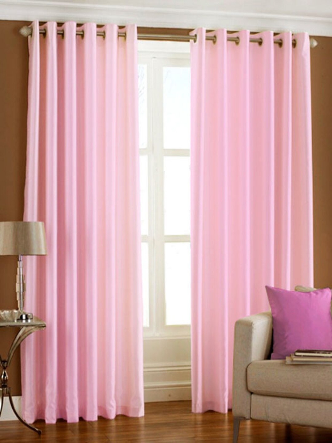 

Homefab India Set of 2 Long Door Curtain, Pink