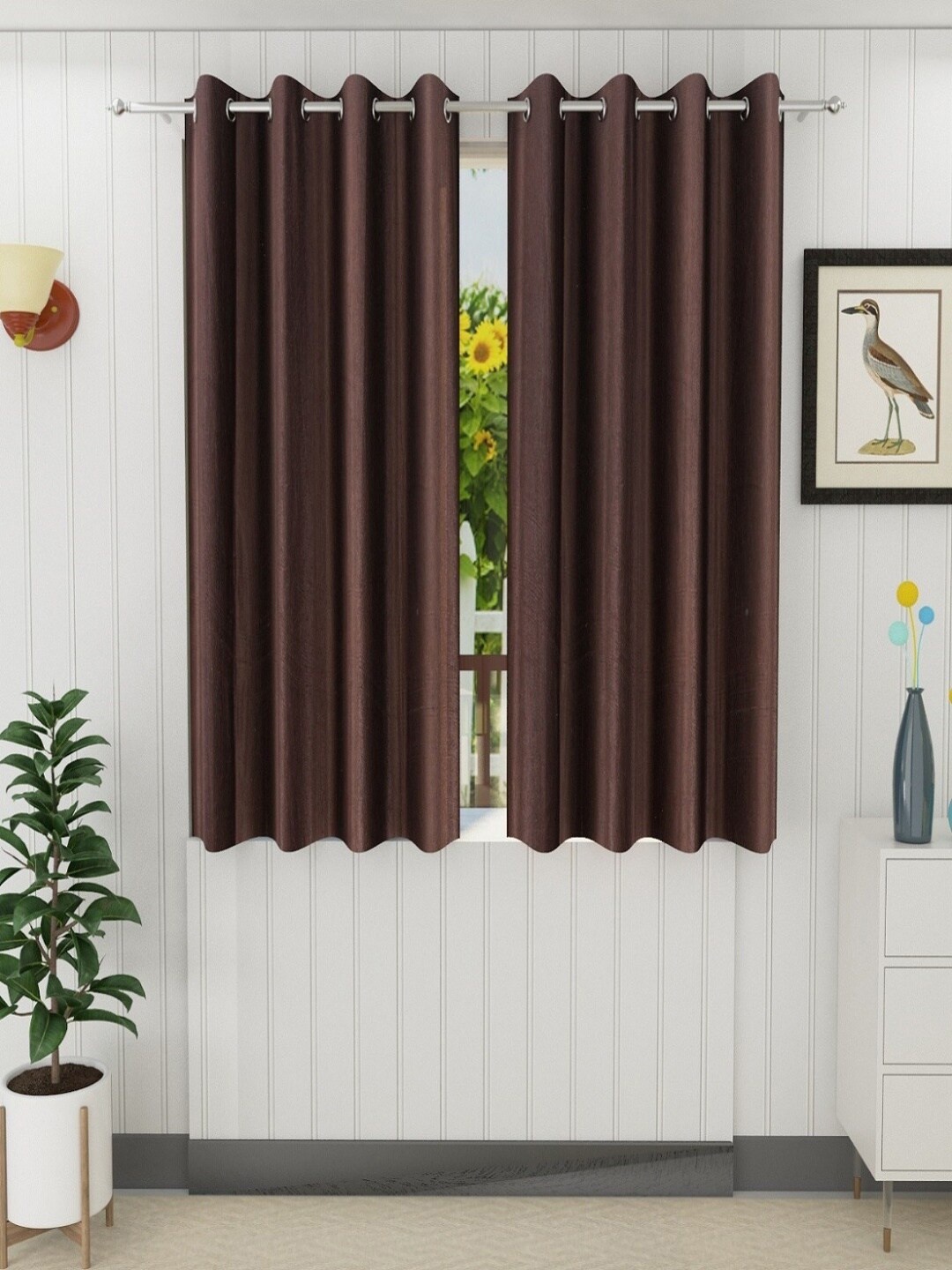 

Homefab India Set of 2 Window Curtain, Coffee brown