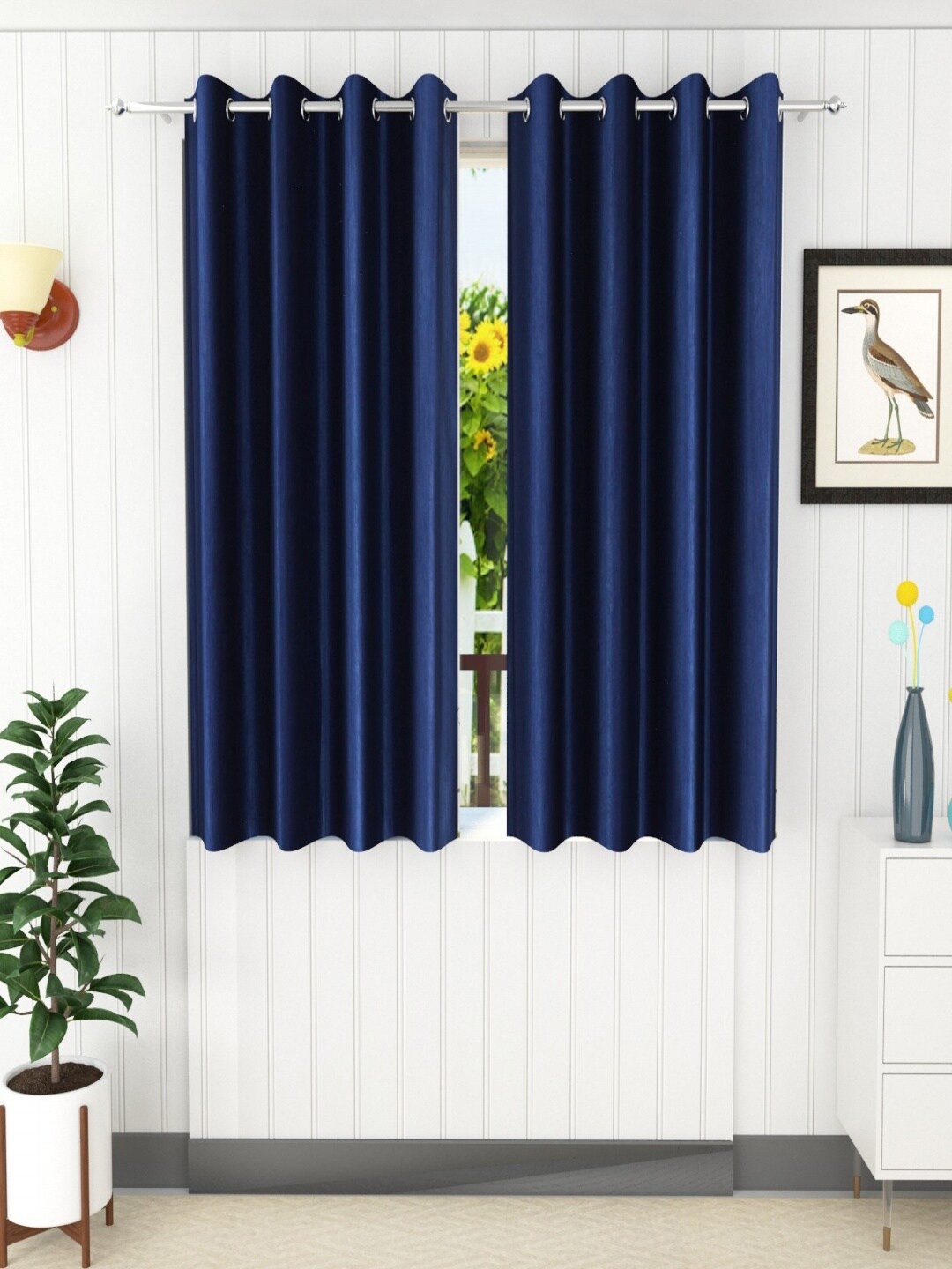 

Homefab India Set of 2 Window Curtains, Navy blue
