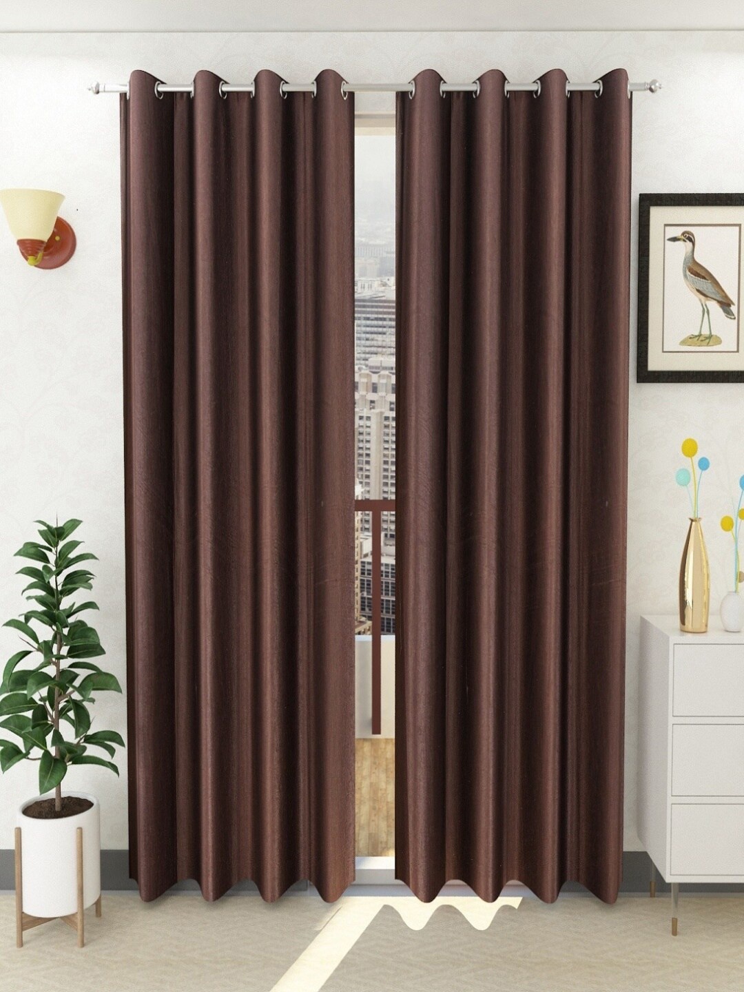 

Homefab India Set of 2 Long Door Curtain, Coffee brown