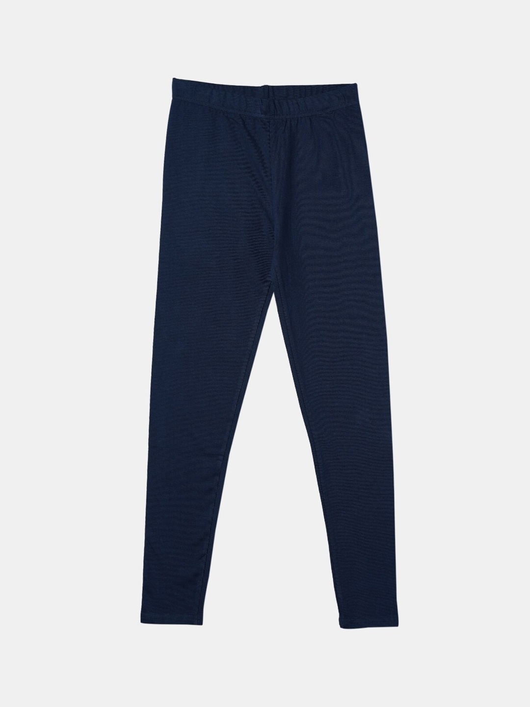 

R&B Girls Blue Solid Cotton Elasticated Waistband Leggings
