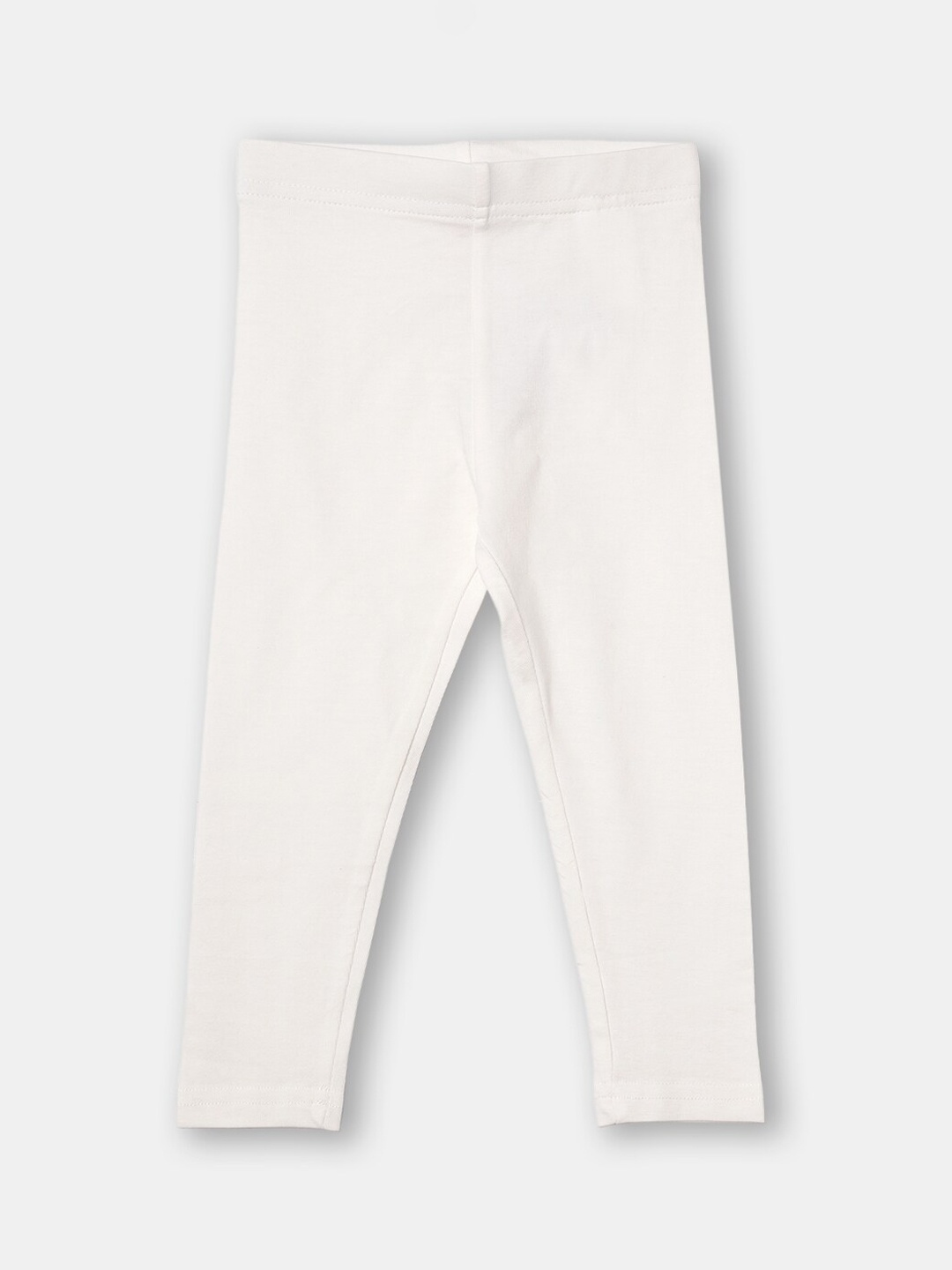 

R&B Girls White Solid Cotton Ankle-Length Leggings