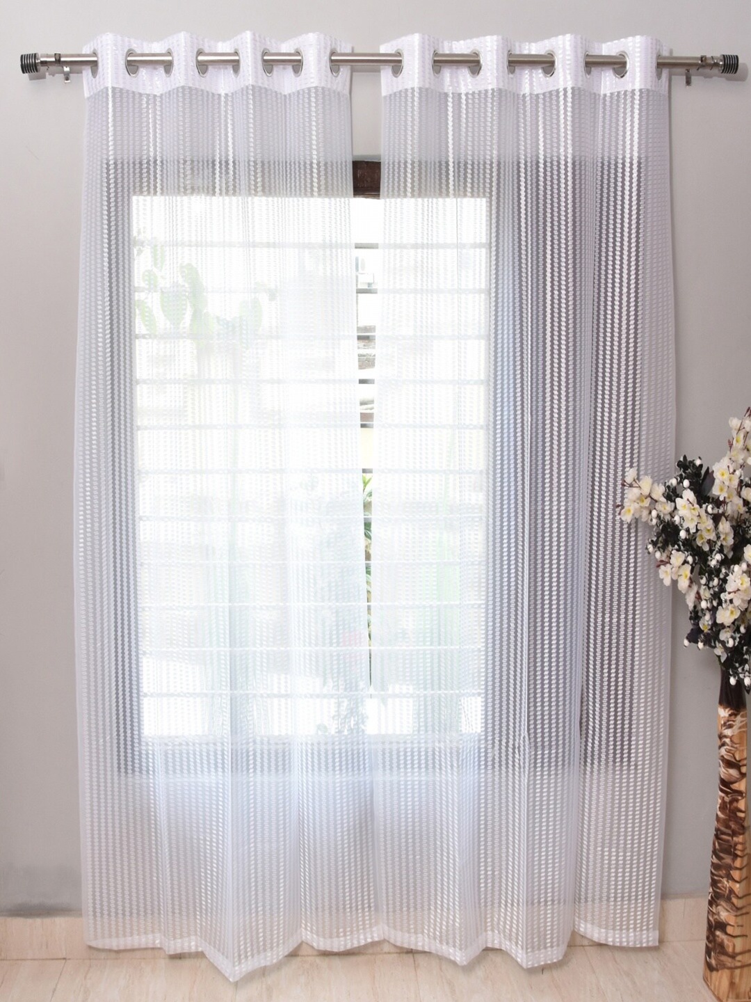 

Homefab India Set of 4 Sheer Window Curtain, White