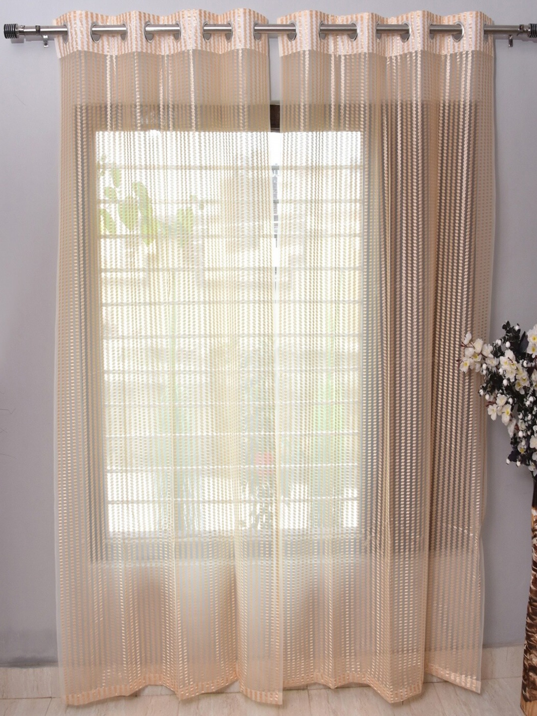 

Homefab India Polyester Set of 4 Sheer Door Curtain, Beige