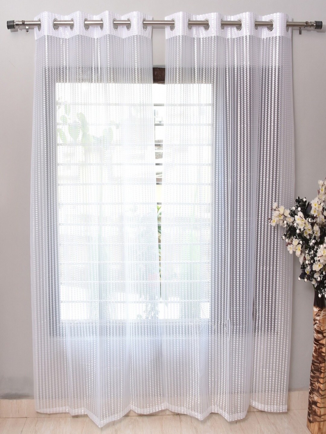 

Homefab India Set of 4 Sheer Door Curtain, White