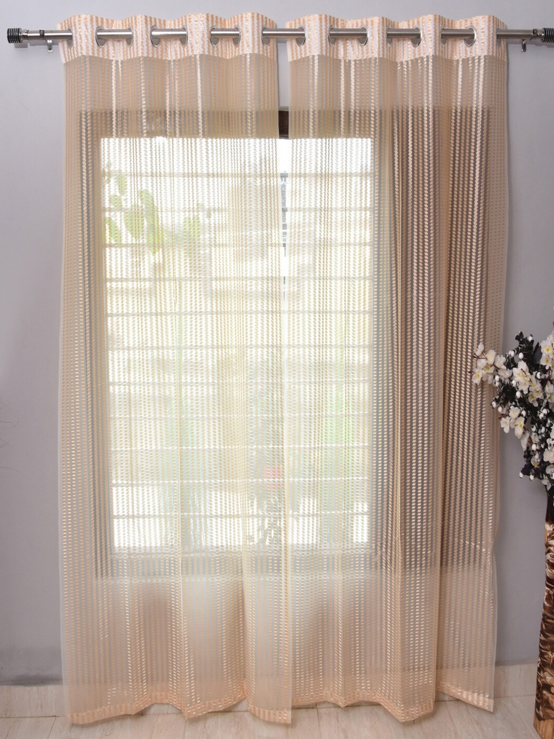 

Homefab India Polyester Set of 4 Sheer Long Door Curtain, Beige