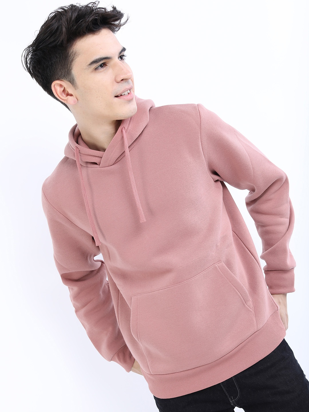 

HIGHLANDER Men Rose Solid Hooded Sweatshirt