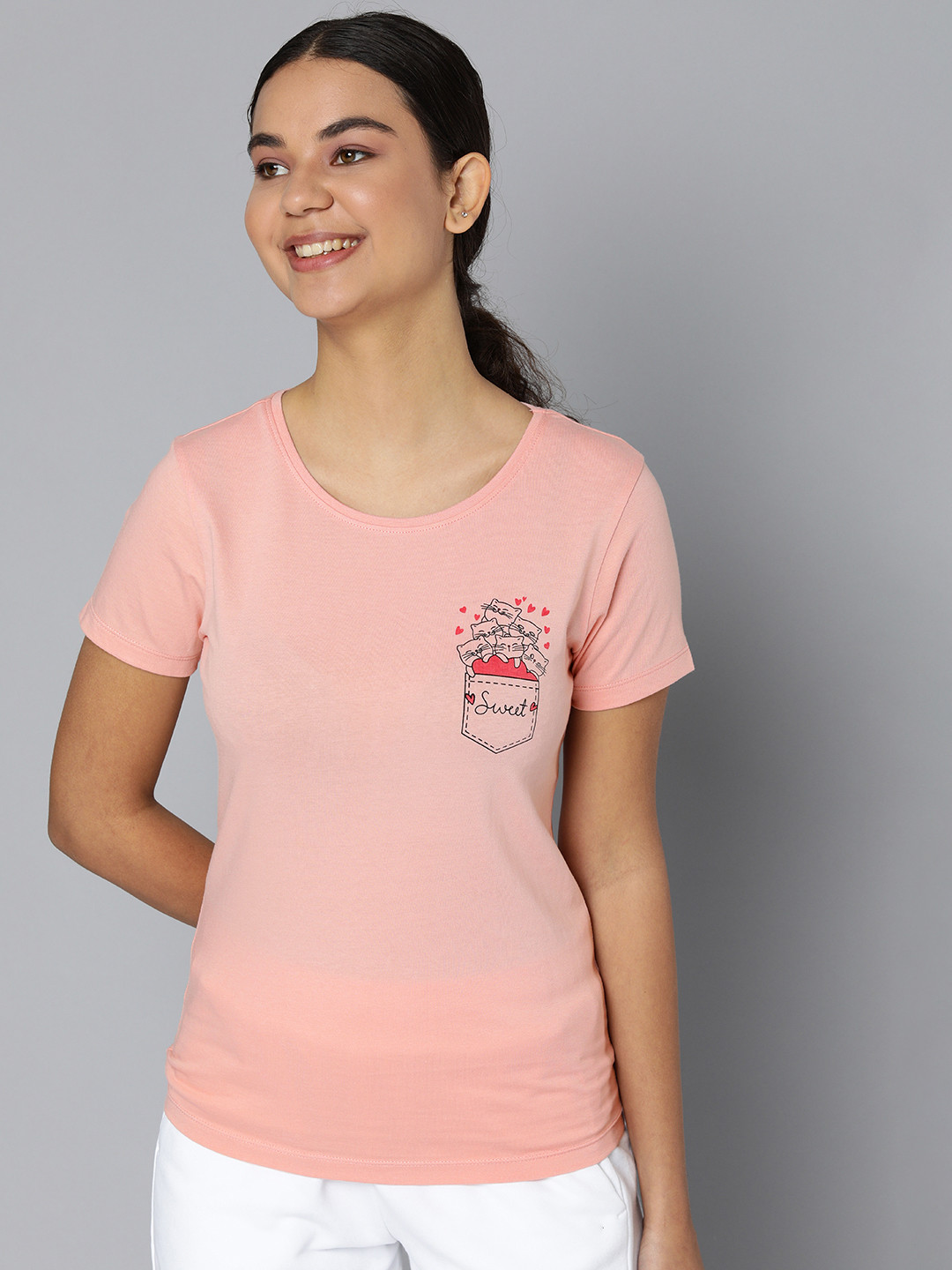

HERE&NOW Women Pink Printed T-shirt