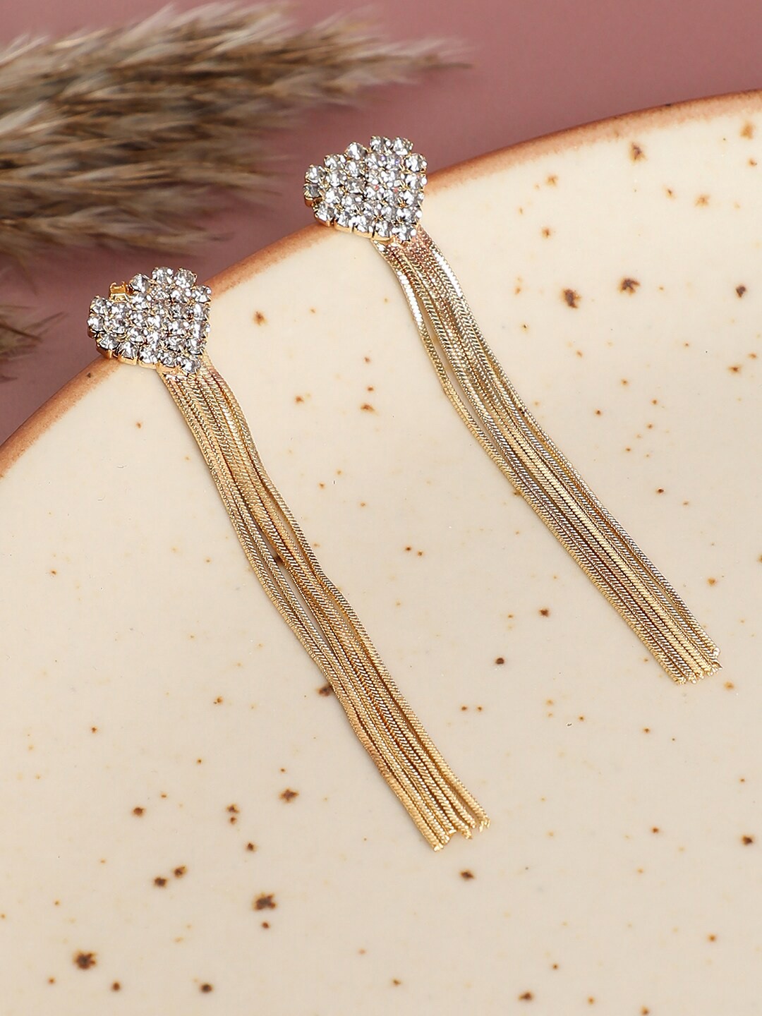 

SOHI Gold-Plated Contemporary Drop Earrings