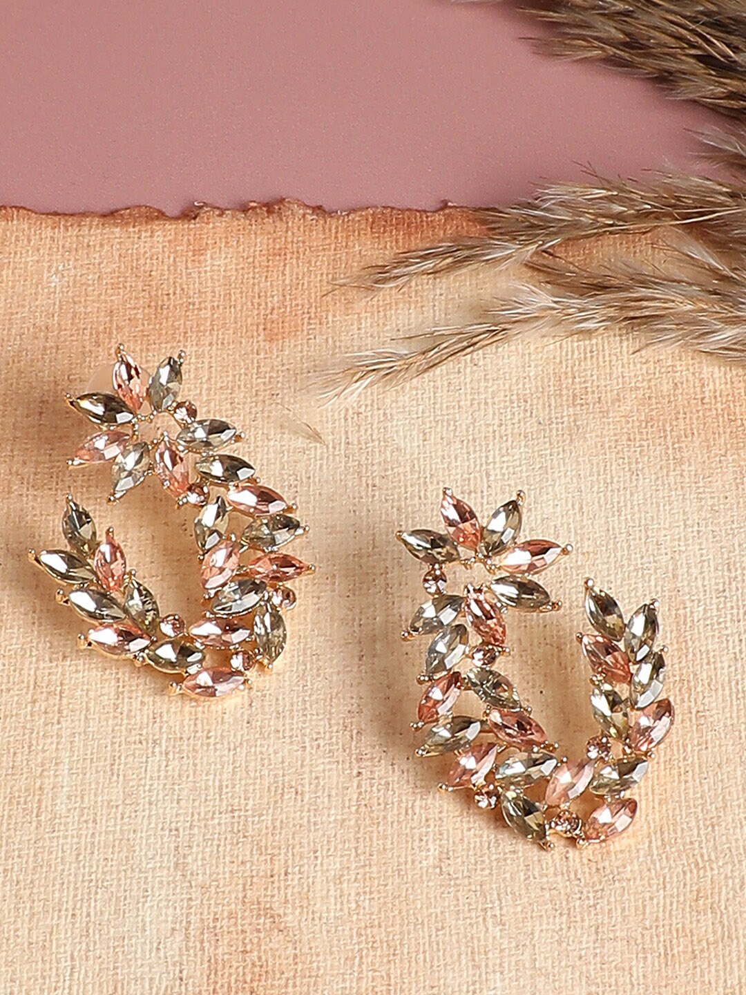 

SOHI Gold-Plated Contemporary Drop Earrings