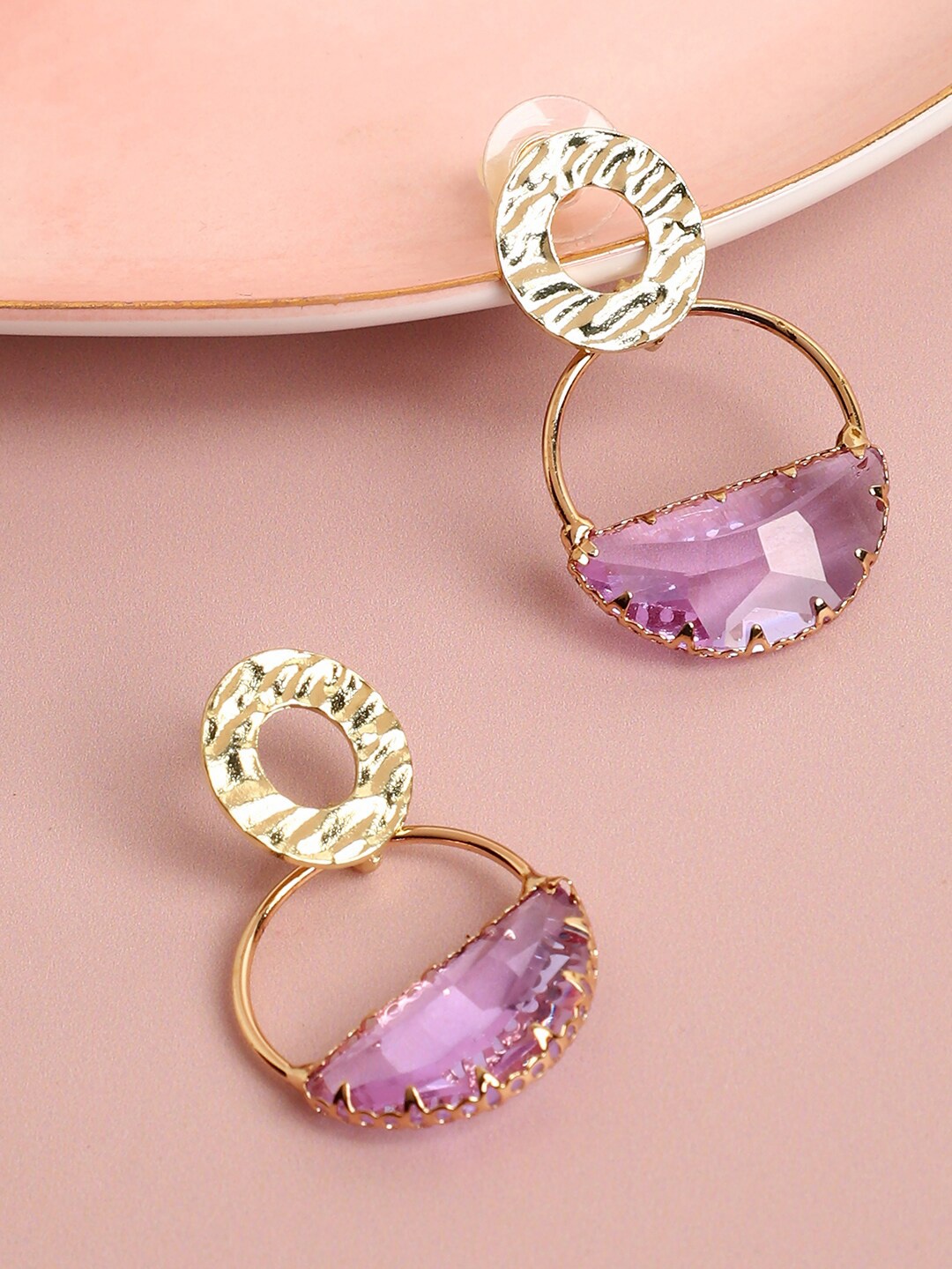 

SOHI Gold-Plated Contemporary Studs Earrings