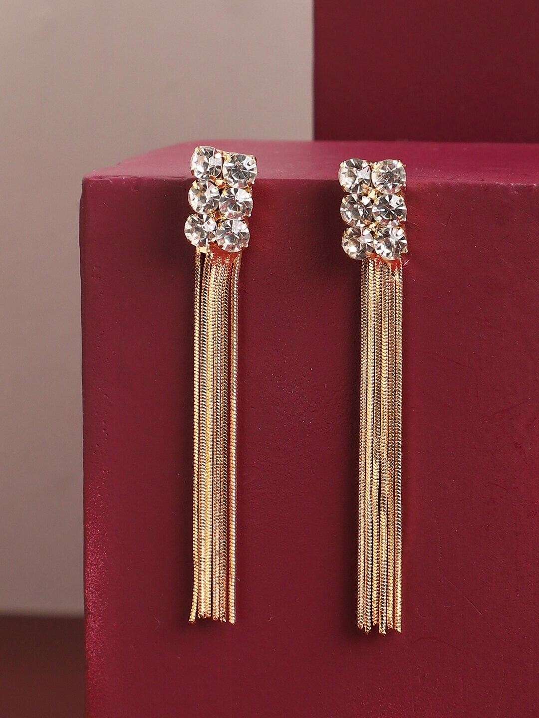 

SOHI Gold-Plated Contemporary Drop Earrings