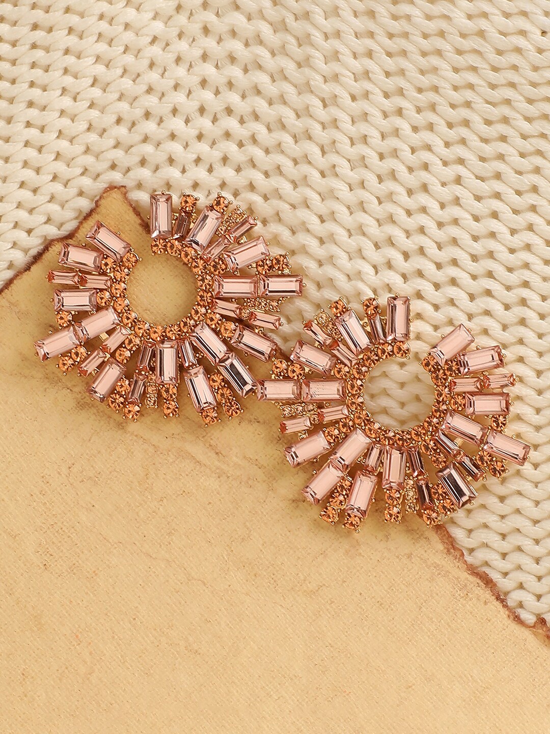 

SOHI Rose Gold Contemporary Studs Earrings