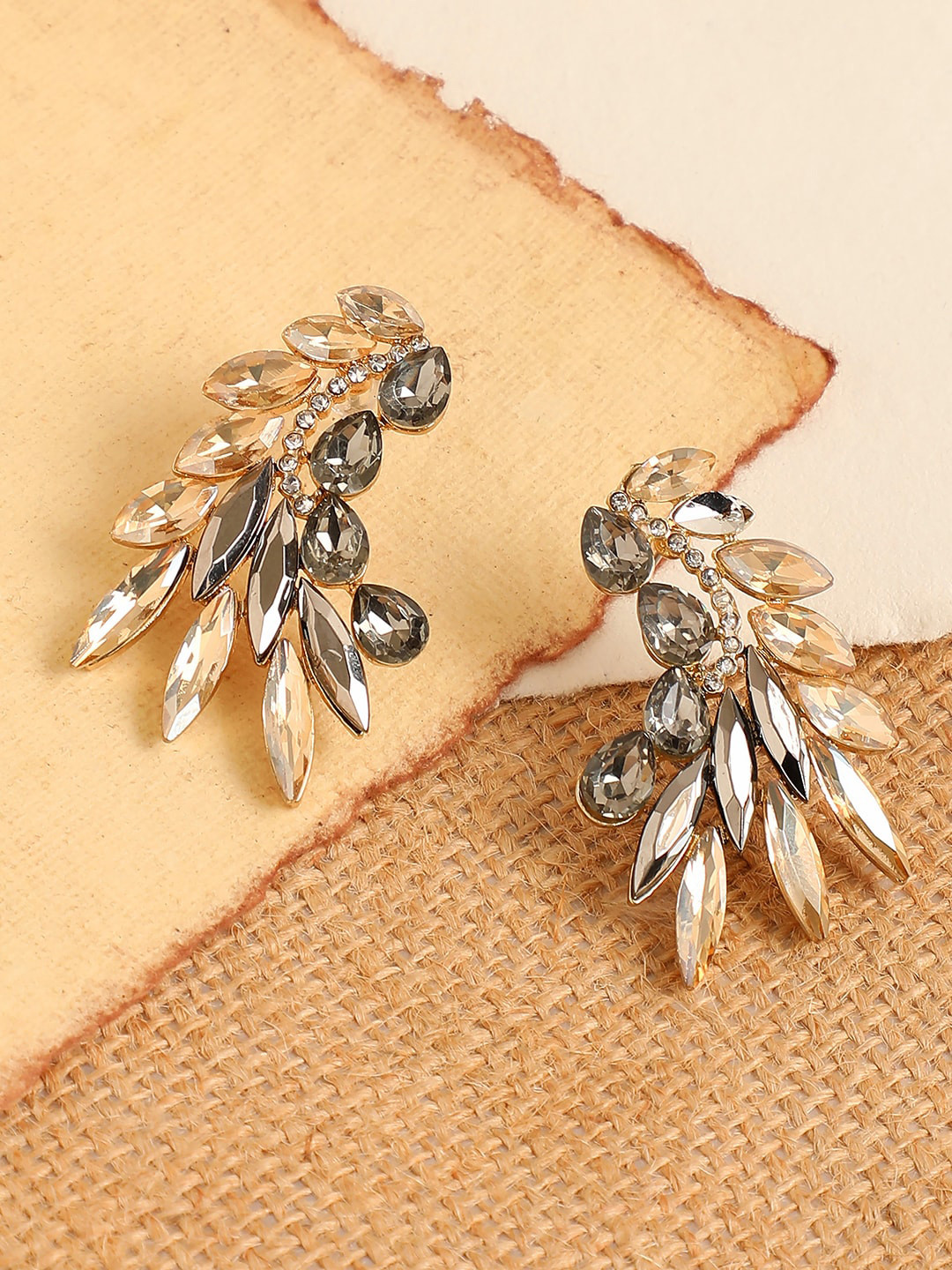 

SOHI Gold-Plated Contemporary Studs Earrings