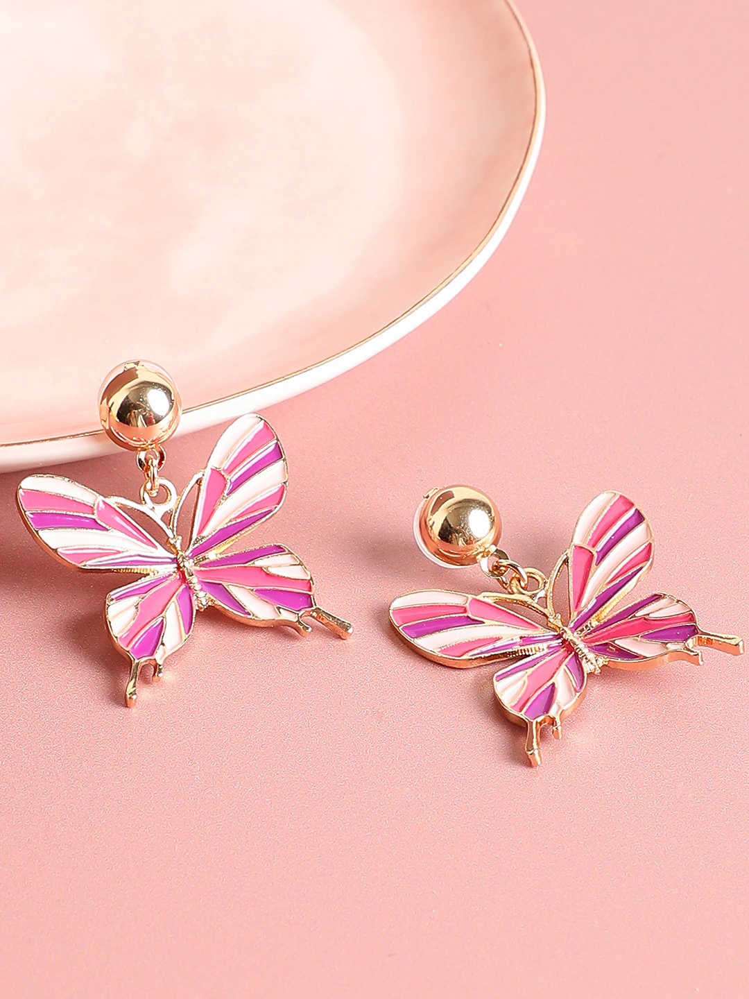 

SOHI Butterfly Drop Earrings, Pink