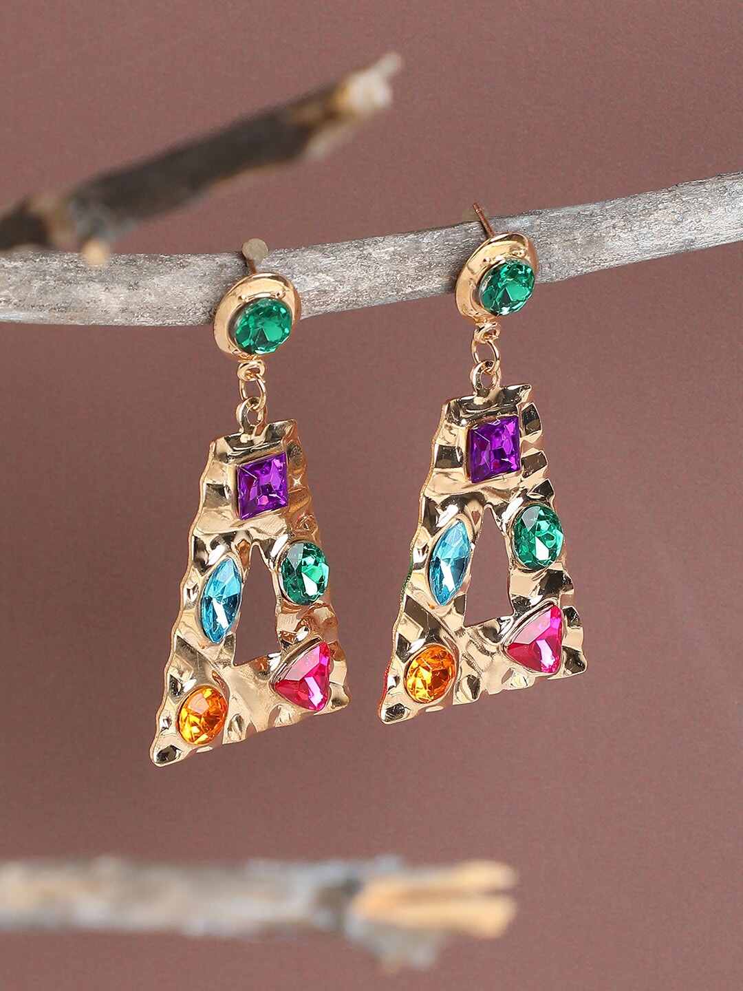 

SOHI Stones Statement Drop Earrings, Gold