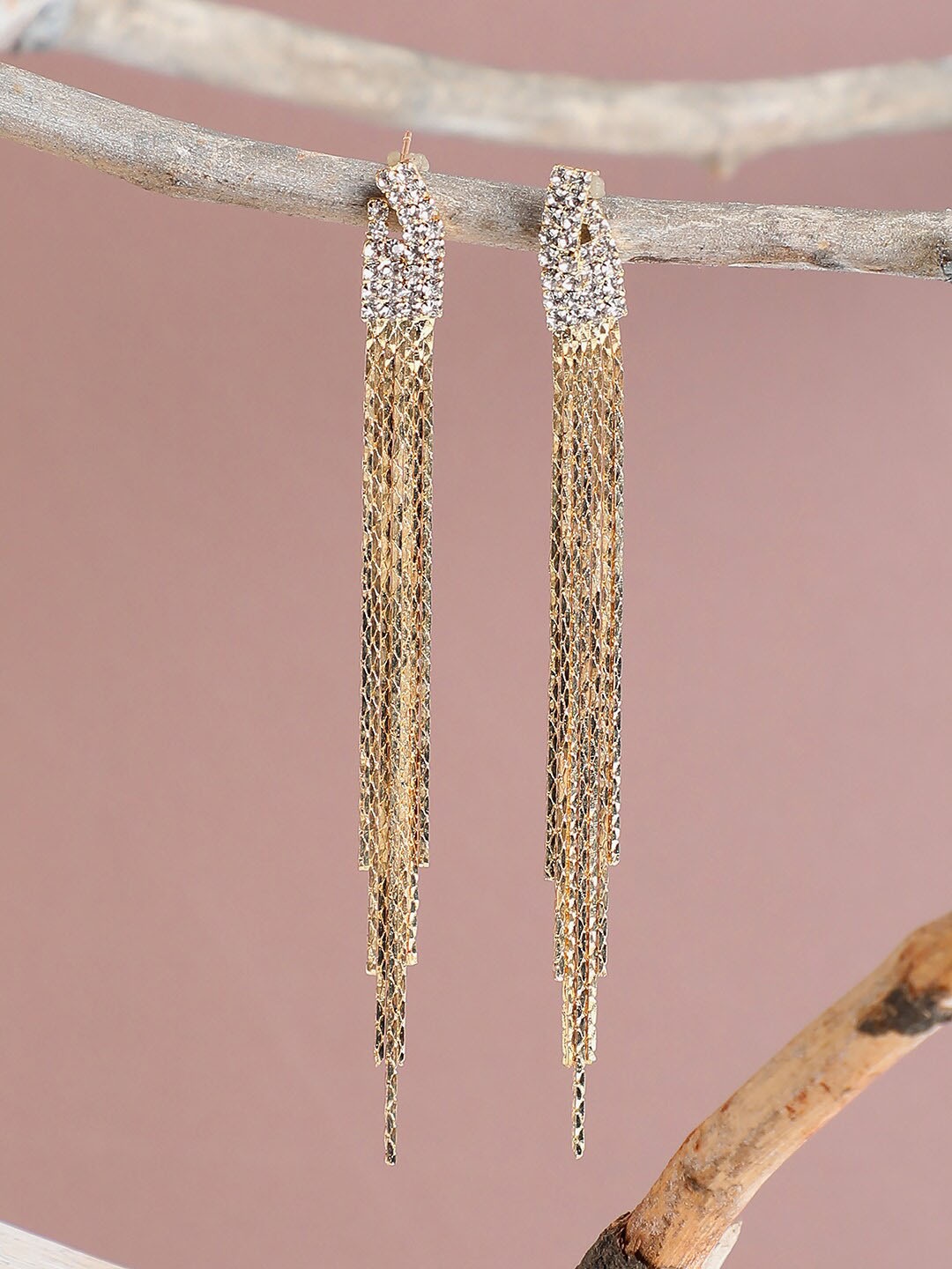 

SOHI Gold-Toned Contemporary Gold-Plated Drop Earrings