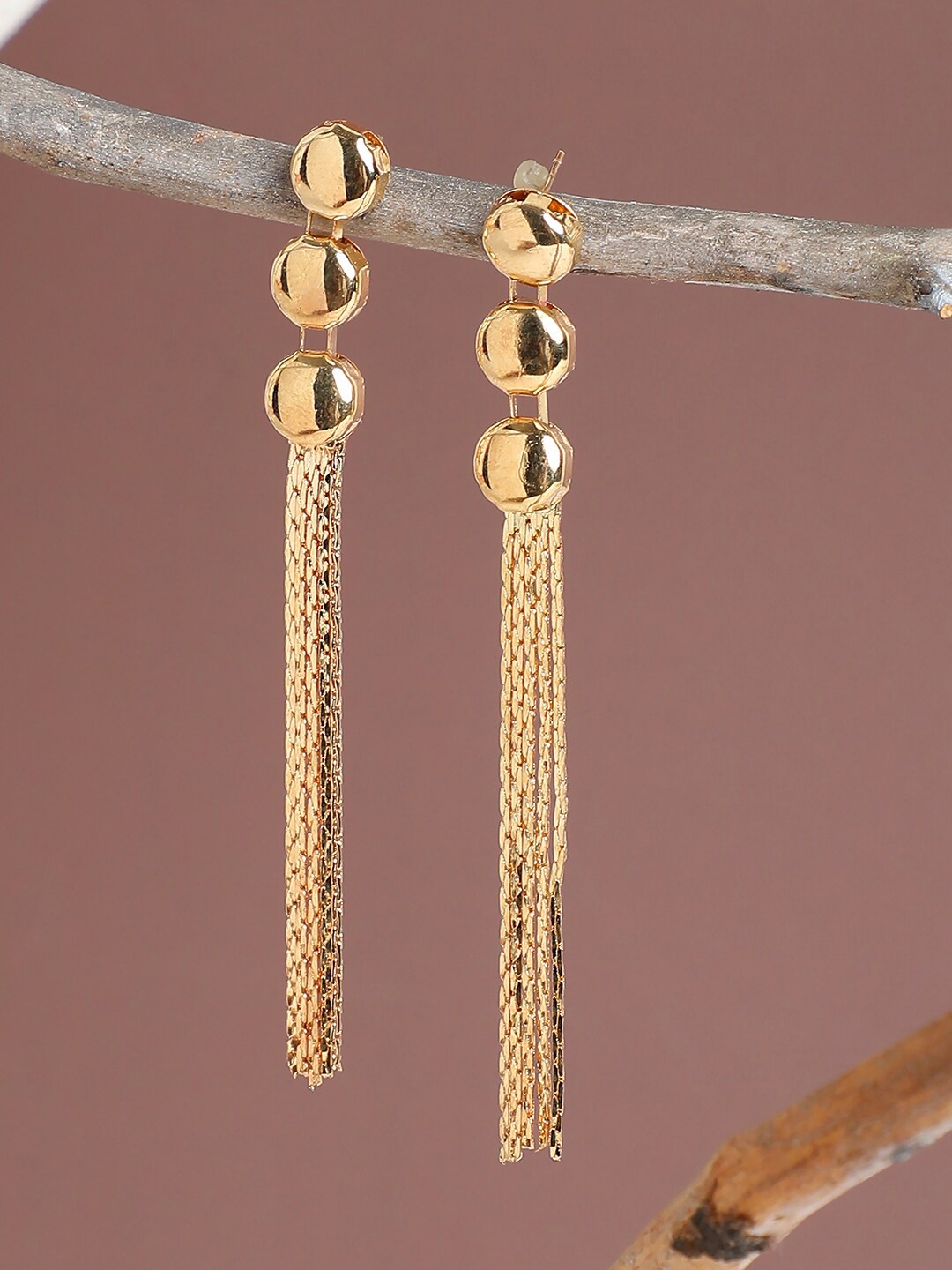 

SOHI Gold-Toned Contemporary Long Dangle Earrings