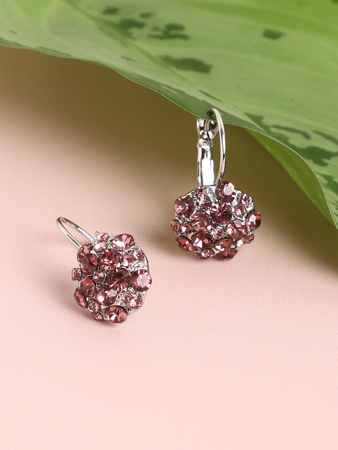 

SOHI Stone Flower Contemporary Drop Earring, Purple
