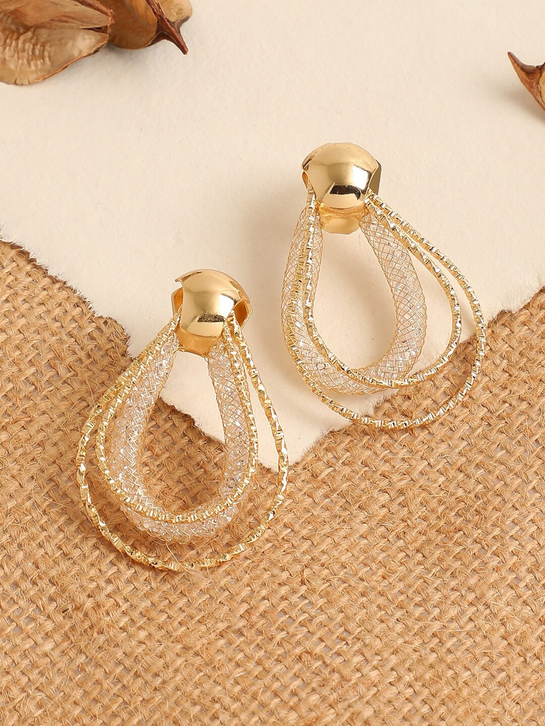 

SOHI Gold-Plated Contemporary Drop Earrings