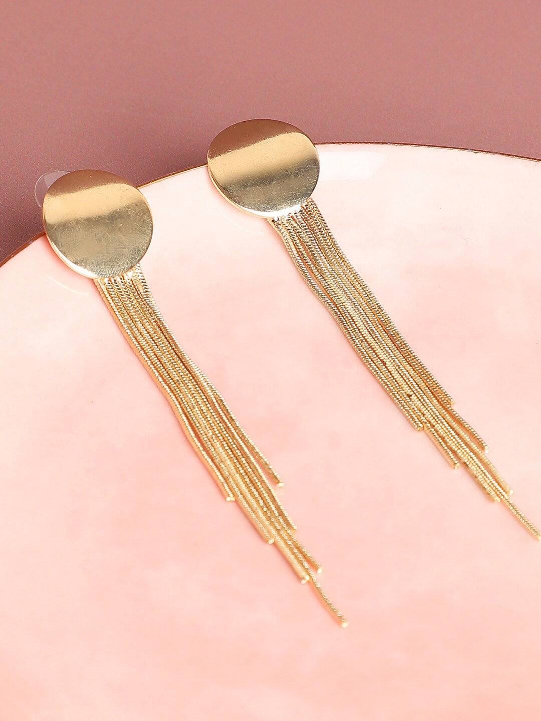 

SOHI Gold-Plated Contemporary Drop Earrings